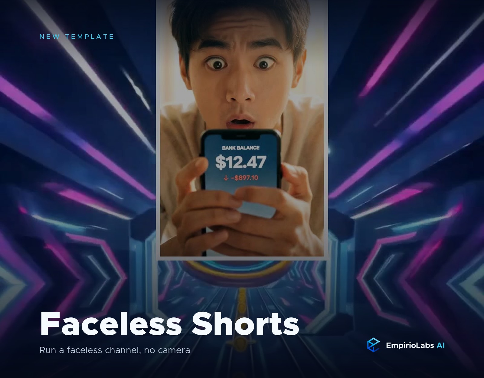 A faceless AI short with gameplay, AI visuals, and captions