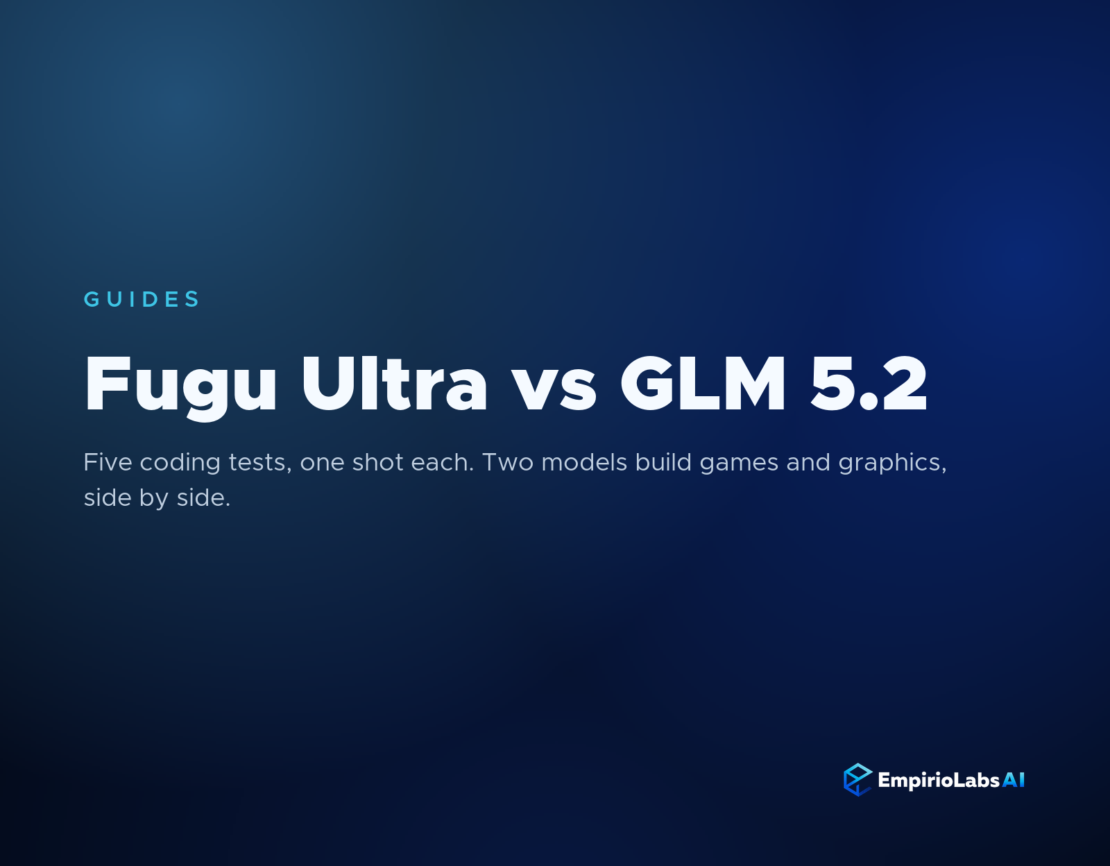 Side by side coding test: Fugu Ultra and GLM 5.2 each rendering a plasma effect from a single HTML file, on EmpirioLabs.