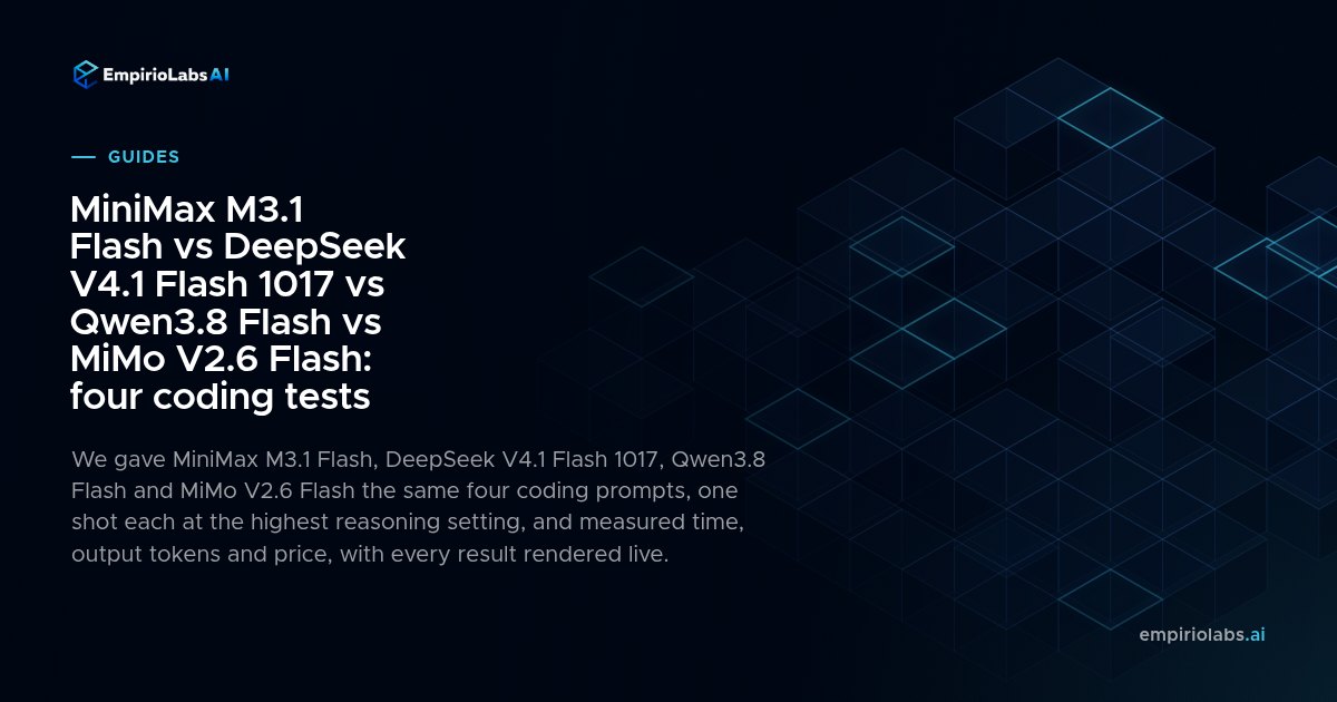 MiniMax M3.1 Flash مقابل DeepSeek V4.1 فلاش 1017 مقابل Qwen3.8 Flash مقابل MiMo V2.6 Flash