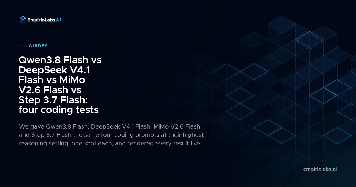 Qwen3.8 Flash vs DeepSeek V4.1 Flash vs MiMo V2.6 Flash vs Step 3.7 Flash: quatro testes de codificação