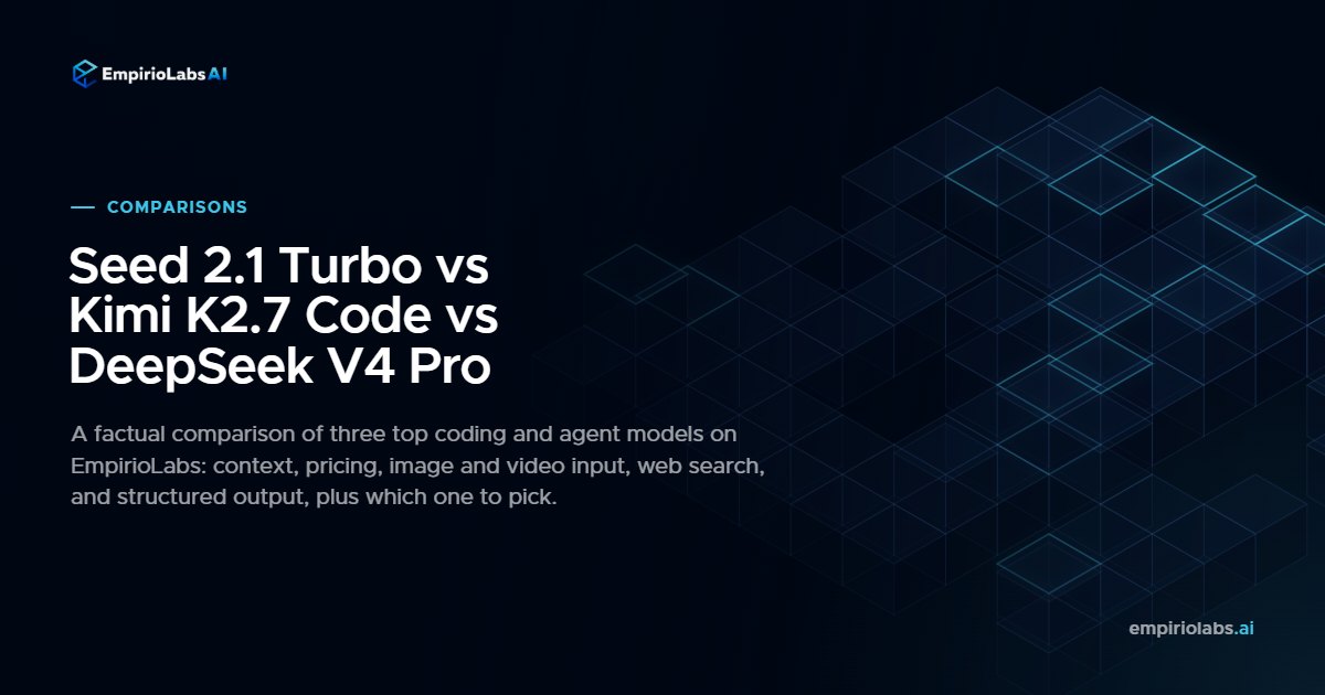 Seed 2.1 Turbo vs Kimi K2.7 Code vs DeepSeek V4 Pro comparison